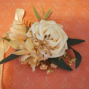 Elegant Cream and Green Floral Corsage